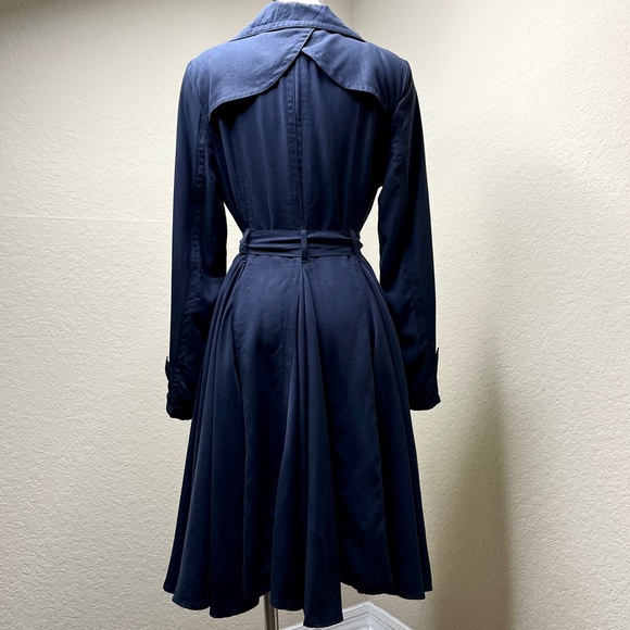 Anthropologie LRA Blue Coat Dress Size M 8 10 Button Front Fit-And-Flare Retro - Picture 5 of 11